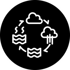 Water Cycle Vector Line White Circle Black Icon Design
