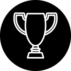 Trophy Vector Line White Circle Black Icon Design