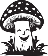 Whimsical Mushroom black and white shape plant shape silhouette