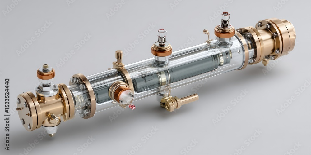 Poster 3d render of water flow meter part on white background
