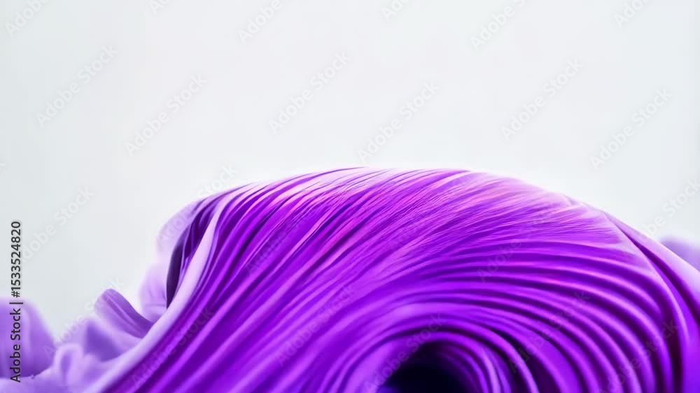 Poster fluid purple and white ink mixing with slow motion movement, creating swirl shapes, abstract visual 