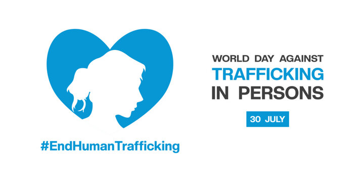 July 30 is World Day Against Trafficking In Persons. Women and heart. Great for posters, banners and social media. White background.