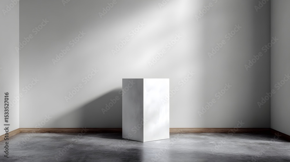 Canvas Prints a minimalist white cube podium in an empty room