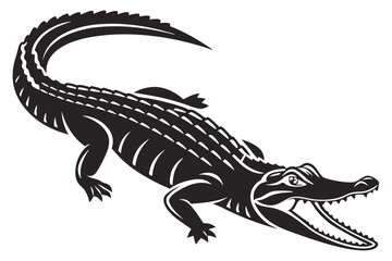Naklejka premium alligator sihouette black vector