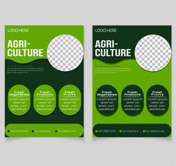 Agricultural business flyer template, magazine, cover, poster design. A4 size, Vector illustration.