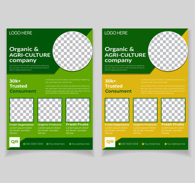 Agricultural business flyer template, magazine, cover, poster design. A4 size, Vector illustration.