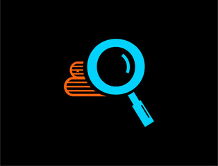 Abstract magnifying glass and book icon