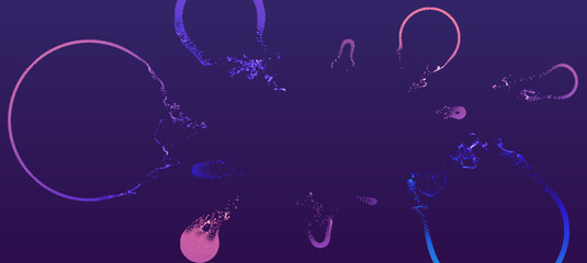 Abstract background with glowing circles and water droplets on a dark surface