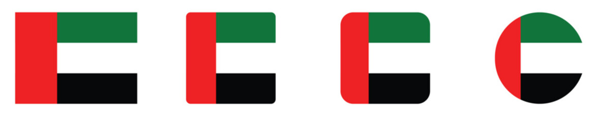United Arab Emirates or UAE flag icon. UAE country Flags. 