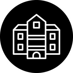 Apartment Vector Line White Circle Black Icon Design