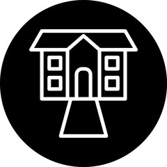 Taco Vector Line White Circle Black Icon Design