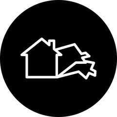 House Flipping Vector Line White Circle Black Icon Design
