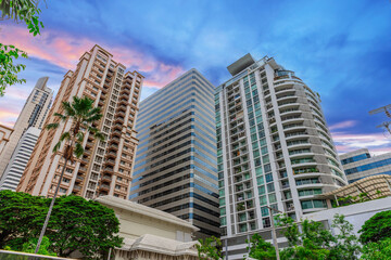 Obraz premium high rise towers building residential apartments Sukhumvit Rd Asoke Nana BKK Bangkok Thailand