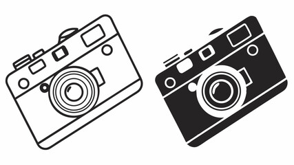 A vector illustration of a set of digital camera icons with lenses, perfect for photography and technology designs