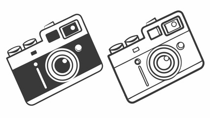 Vintage film camera illustration: retro photography equipment with a classic lens, perfect for old-school art and design