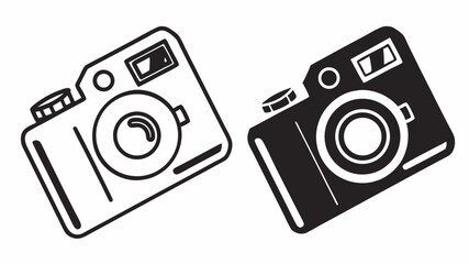 Speakers vector illustration isolated on white, with a vintage camera lens and a digital photography symbol design