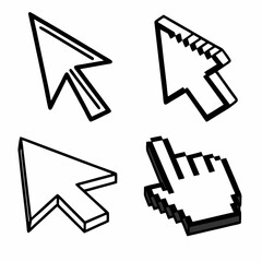 Pointing cursor and hand icons for web, computer, and internet technology