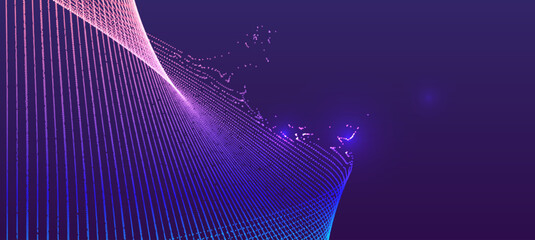 Abstract background featuring wavy lines with pink and blue gradient colors