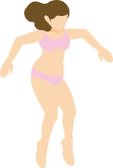 アイソメトリック　人物　女性　海　海水浴　プール　水着　水泳　夏　スポーツ　トラベル　イラスト素材