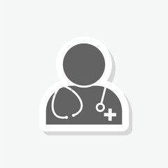 Doctor icon sticker isolated on gray background