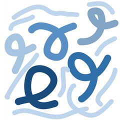 Abstract Blue Hand-Drawn Squiggle Pattern on White Background. Ideal for modern branding, textile design, web backgrounds, and abstract decor projects