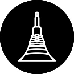 Wat Arun Vector Line White Circle Black Icon Design