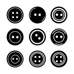 Set of button icon silhouette. Black and white clip art vector illustration