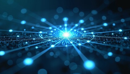 Abstract digital burst in blue light, futuristic technology illustration, represents astrology numerology