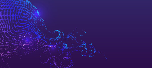 Abstract blue and purple digital wave pattern on a dark gradient background