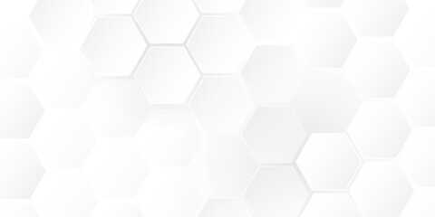 White hexagons geometric background, minimal honeycomb pattern wallpaper, 3d render  illustration.