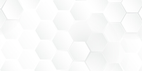White hexagons geometric background, minimal honeycomb pattern wallpaper, 3d render  illustration.