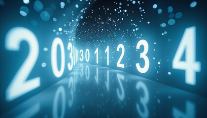 Futuristic numeric tunnel in blue, represents astrology numerology, digital mysticism