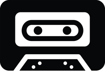 Retro Cassette Tape Minimal Icon Design