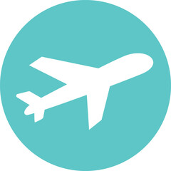 White Airplane in Mint Circle Illustration