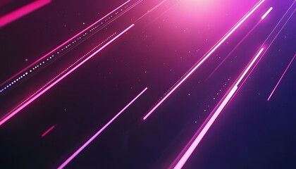 Fototapeta premium Diagonal lines of glowing pink light with dots.
