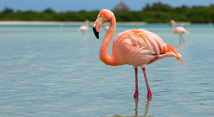 pink flamingo in water