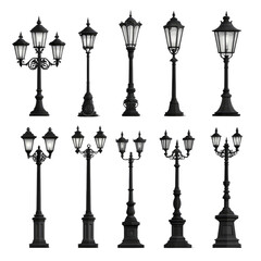 Set of various classic European Style on isolated transparent cutout PNG Background