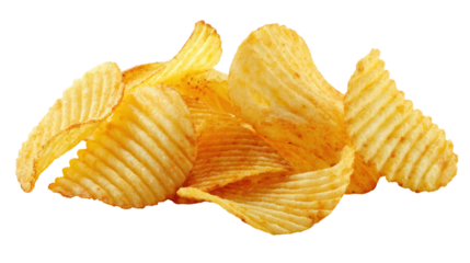  Ridged potato chips isolated on white background