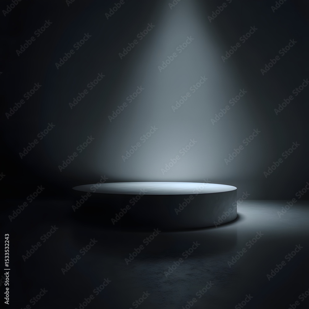 Poster floating podium platform with ambient occlusion under softbox light