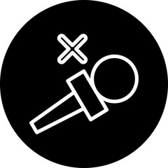 Mic Off Vector Line White Circle Black Icon Design