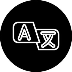 Language Switch Vector Line White Circle Black Icon Design