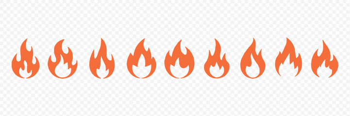 Fire Flame Icons Set Vector Illustration