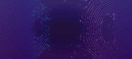 Abstract background with concentric circles and particle effects on a gradient
