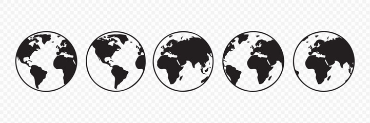 Fototapeta premium Global Continents Map Icons Set Vector
