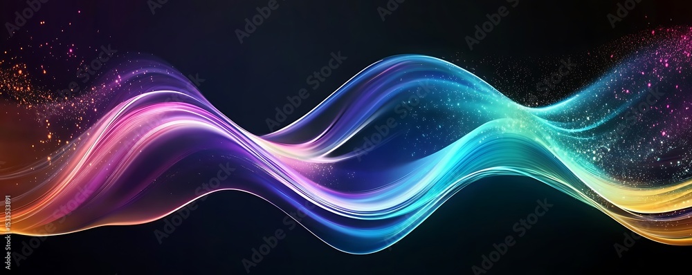 Aufkleber abstract fluid iridescent holographic curved wave in motion colorful gradient design on a abstract m