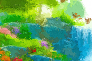 Various oil paintings, flowers, roses, peonies, butterflies, landscapes, ducks, forests, ducks