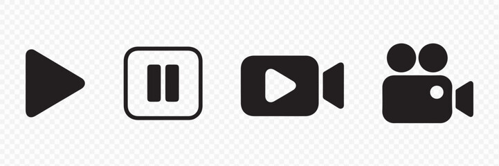 Multimedia Player Buttons and Video Camera Symbols Vector