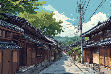 Naklejka premium Wandering Through Hidden Streets of a Japanese Village