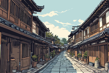 Obraz premium Wandering Through Hidden Streets of a Japanese Village1