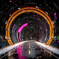 Futuristic tunnel with vibrant colors